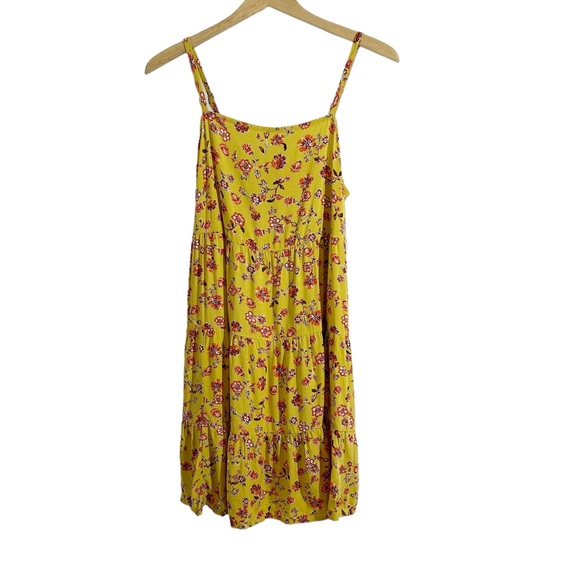 Old Navy Yellow Multicolored Floral Tiered Swing Dress, Petite Size Medium - Picture 2 of 15